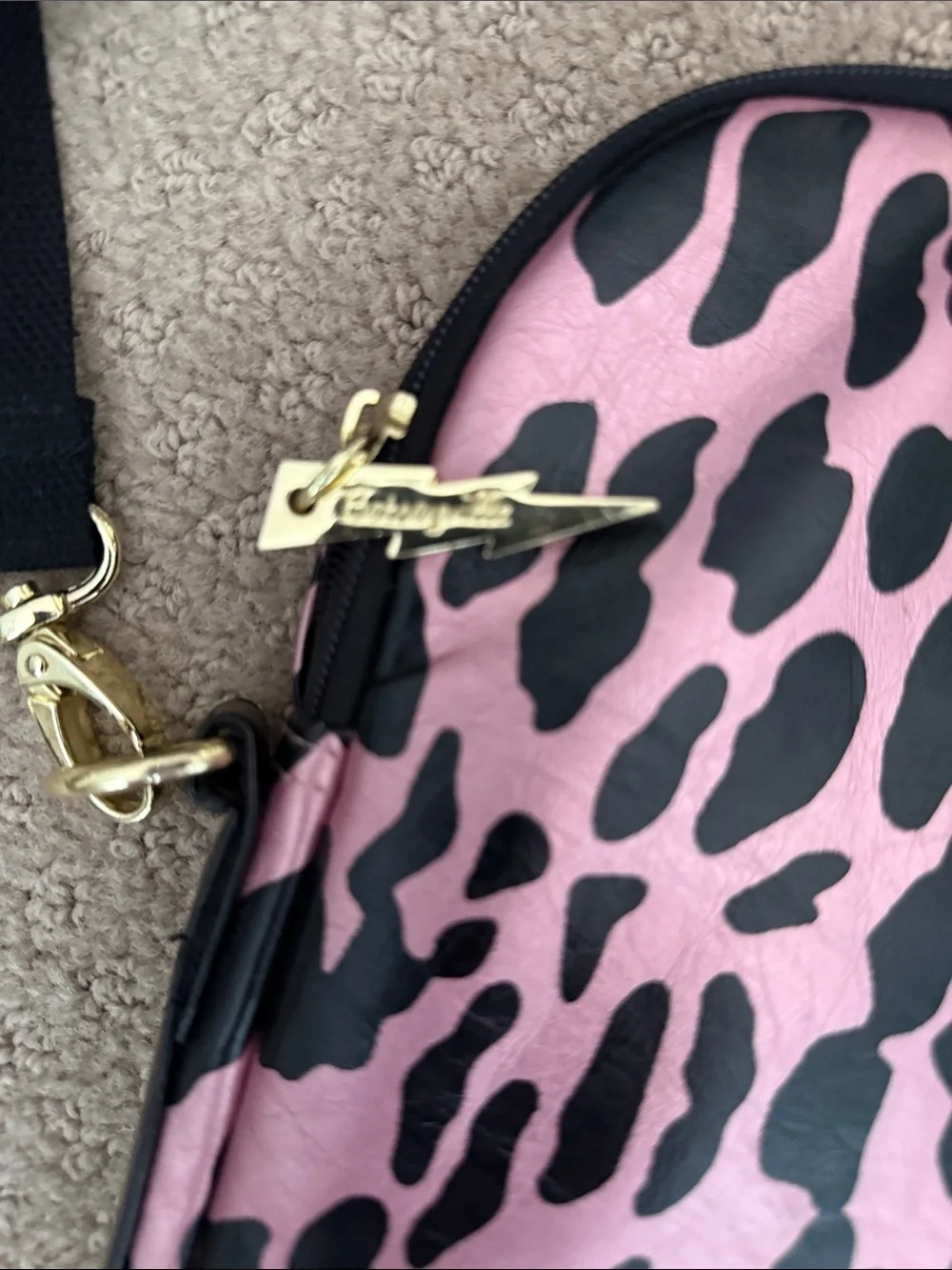 Vintage Betsey Johnson Pink Leopard-Print Adjustable Crossbody